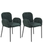 Set of 2 Dining Chairs Dark Green Fabric Upholstered Woven Polyester Black Legs Retro Style Living Space Furniture Beliani