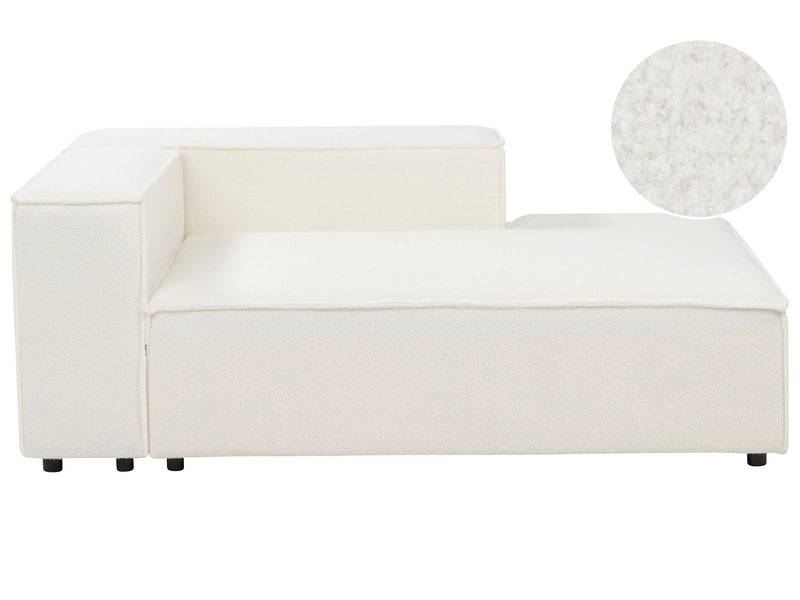 Chaise Lounge White Boucle Upholstery Synthetic Legs Left Hand Modern Living Room Ardal Beliani