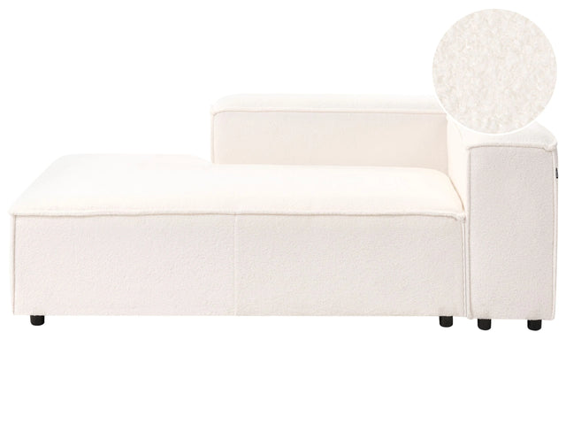 Chaise Lounge White Boucle Upholstery Synthetic Legs Right Hand Modern Living Room Aprica Beliani