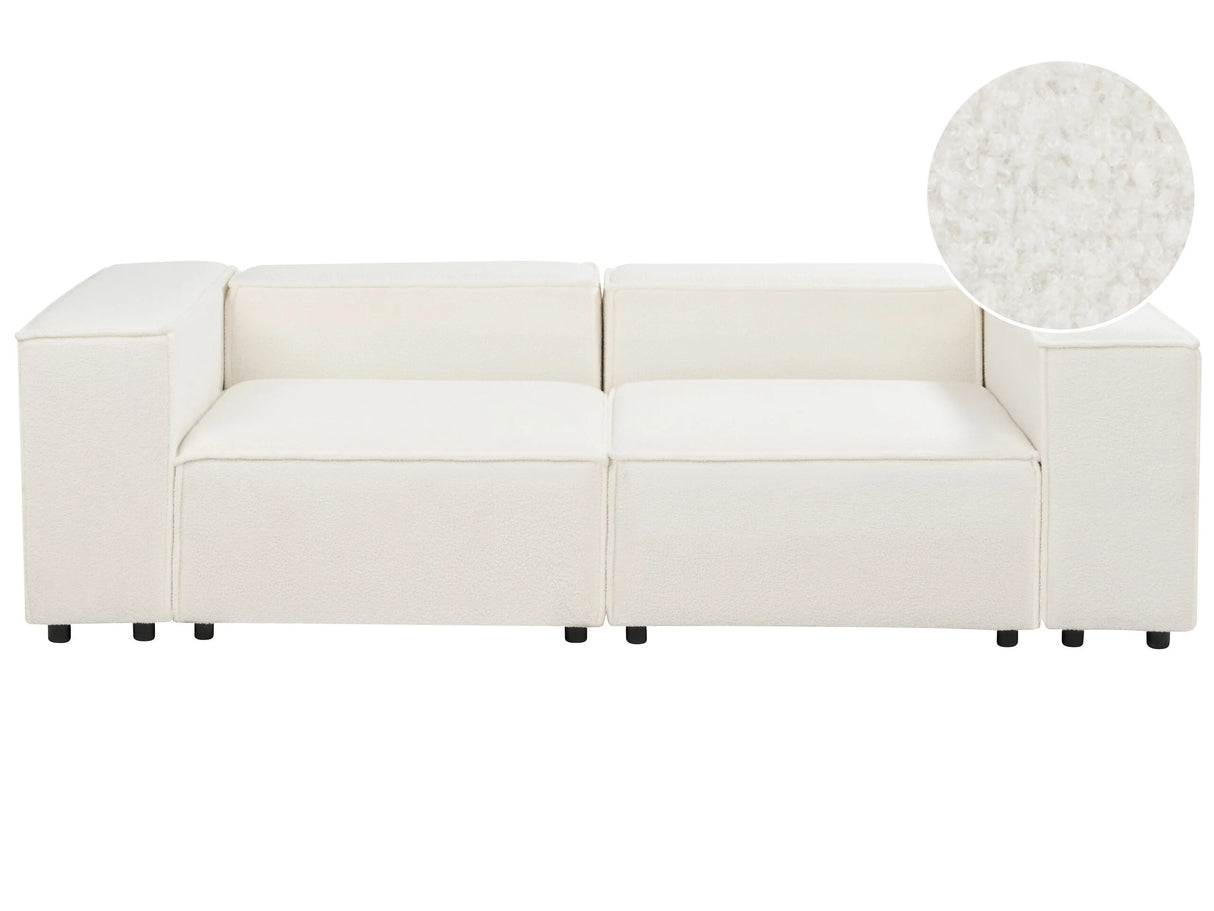 Modular Sofa Off-White Boucle 2 Seater Sectional Couch Sofa with Black Legs Modern Living Room Beliani