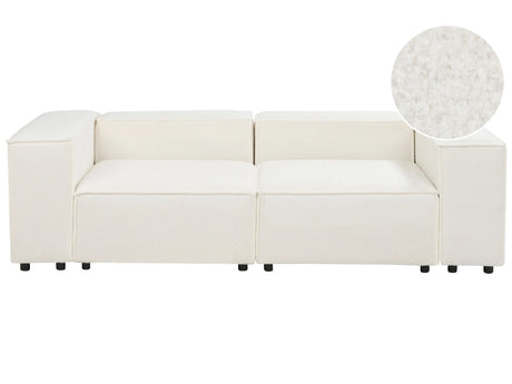 Modular Sofa Off-White Boucle 2 Seater Sectional Couch Sofa with Black Legs Modern Living Room Beliani