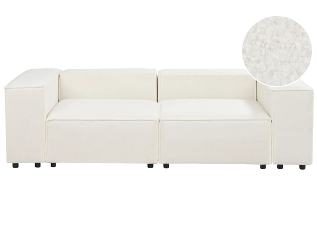 Modular Sofa Off-White Boucle 2 Seater Sectional Couch Sofa with Black Legs Modern Living Room Beliani