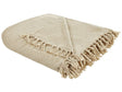 Blanket Beige Throw 220 x 240 cm Hand Woven with Tassels Beliani