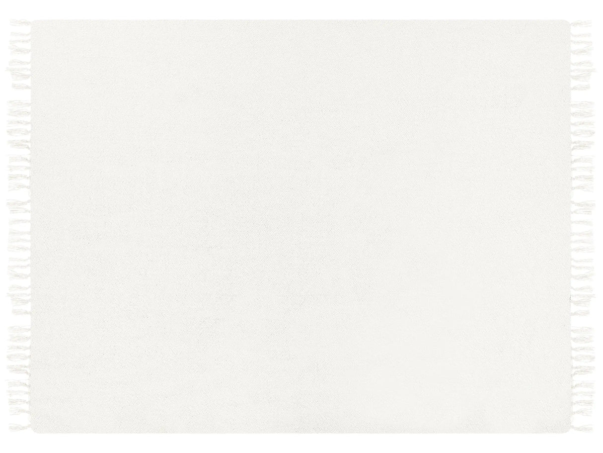 Blanket Off-white Throw 150 x 200 cm Hand Woven with Tassels Beliani