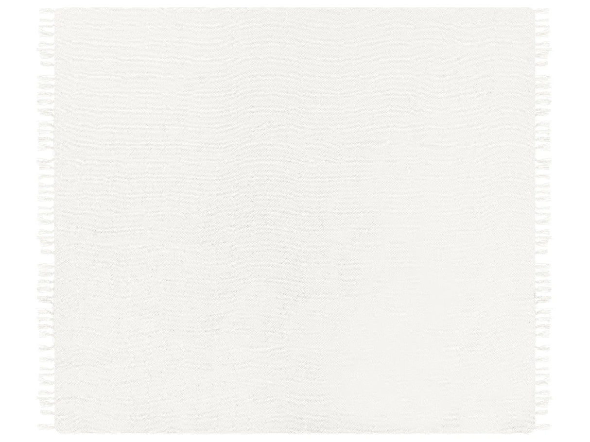 Blanket Off-white Throw 220 x 240 cm Hand Woven with Tassels Beliani
