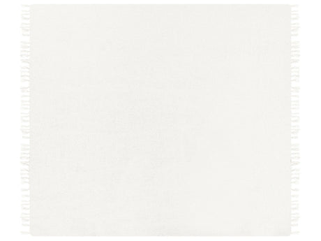 Blanket Off-white Throw 220 x 240 cm Hand Woven with Tassels Beliani