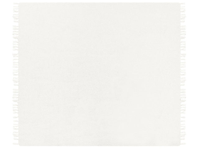Blanket Off-white Throw 220 x 240 cm Hand Woven with Tassels Beliani