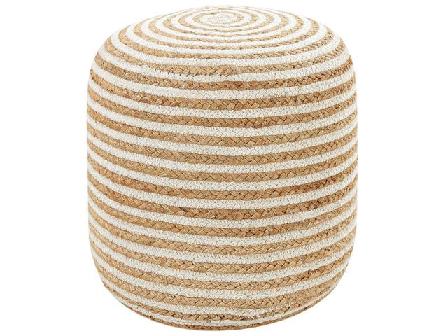 Pouffe Braided Beige Jute 40 x 40 x 40 cm Round Boho Style Home Accessory Beliani