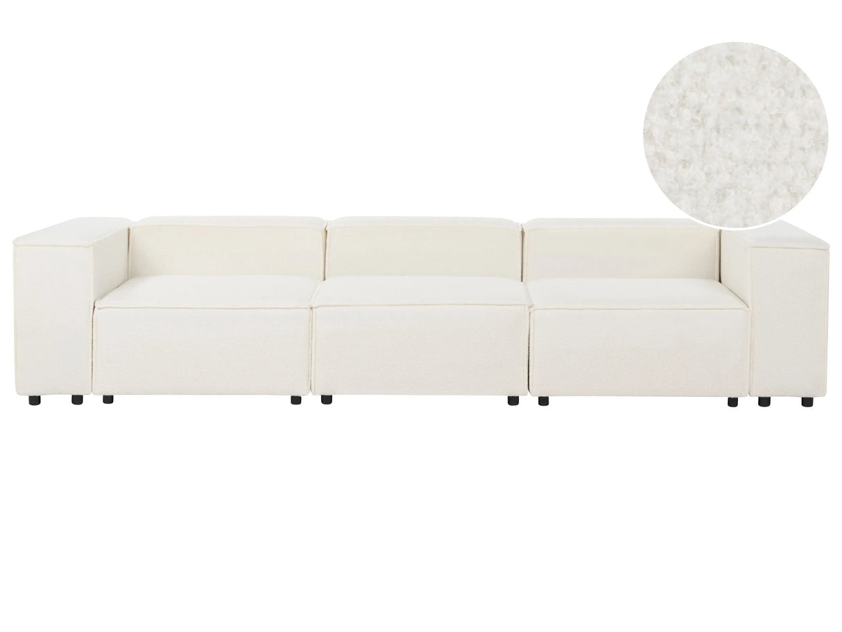 Modular Sofa Off-White Boucle 3 Seater Sectional Couch Sofa with Black Legs Modern Living Room Beliani