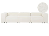 Modular Sofa Off-White Boucle 3 Seater Sectional Couch Sofa with Black Legs Modern Living Room Beliani
