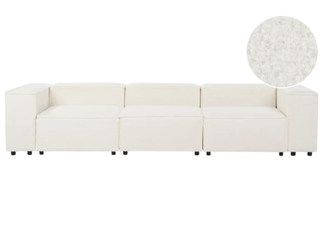 Modular Sofa Off-White Boucle 3 Seater Sectional Couch Sofa with Black Legs Modern Living Room Beliani