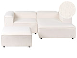 Modular Left Hand Sofa Off-White Boucle 3 Seater Sectional Corner with Ottoman Sofa with Black Legs Modern Living Room Beliani