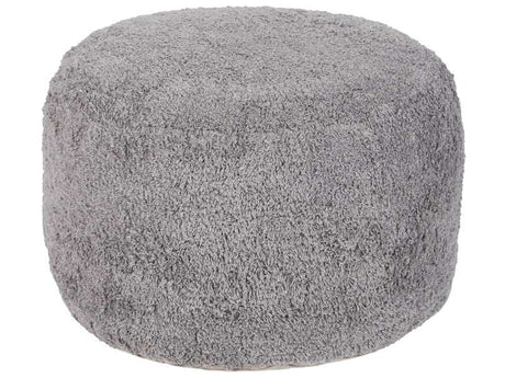 Pouffe Grey Cotton 50 x 35 cm Shaggy Decorative Seat Handmade Boho Modern Style Living Room Bedroom Beliani