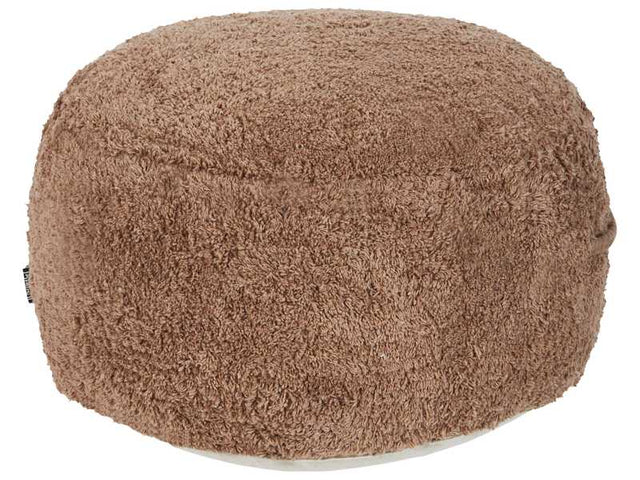 Pouffe Brown Cotton 50 x 35 cm Shaggy Decorative Seat Handmade Boho Modern Style Living Room Bedroom Beliani