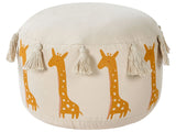 Pouffe Beige Cotton 45 x 25 cm Giraffe Pattern Decorative Seat Handmade Boho Modern Style Living Room Bedroom Beliani