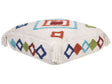 Floor Cushion White and Multicolour Cotton 55 x 55 x 20 cm Geometric Pattern Square Fabric Seating Pouffe Beliani