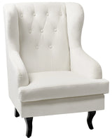 Armchair Off-White Velvet Upholstered Black Legs Retro Style Beliani