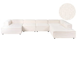 Modular Left Hand Sofa Off-White Boucle 5 Seater Sectional Corner Sofa with Black Legs Modern Living Room Beliani