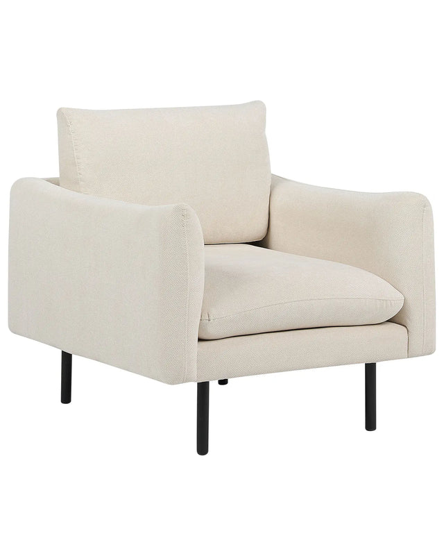 Armchair Light Beige Fabric Black Legs Modern Retro Style Beliani