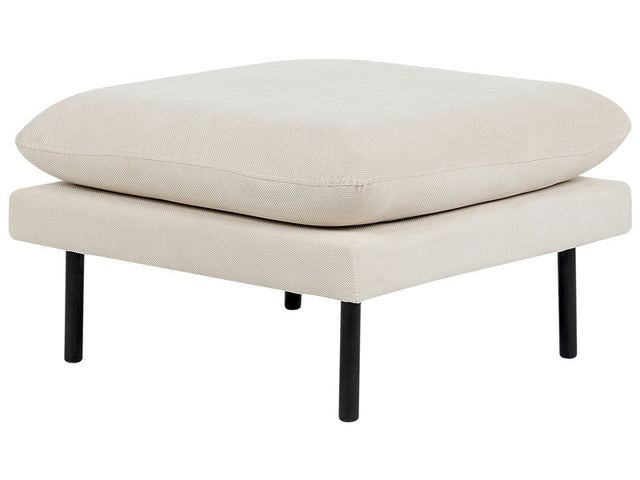 Ottoman Light Beige Fabric Pillow-Top Square Footstool Metal Legs Glamour Style Beliani