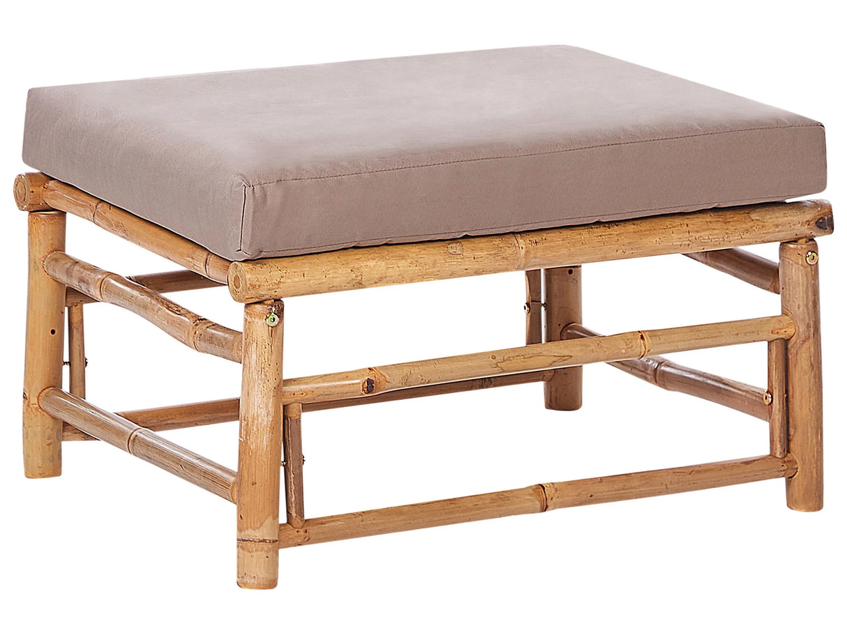 Ottoman Taupe Bamboo Polyester Fabric Cushion Module Piece Modular Sofa Element Beliani