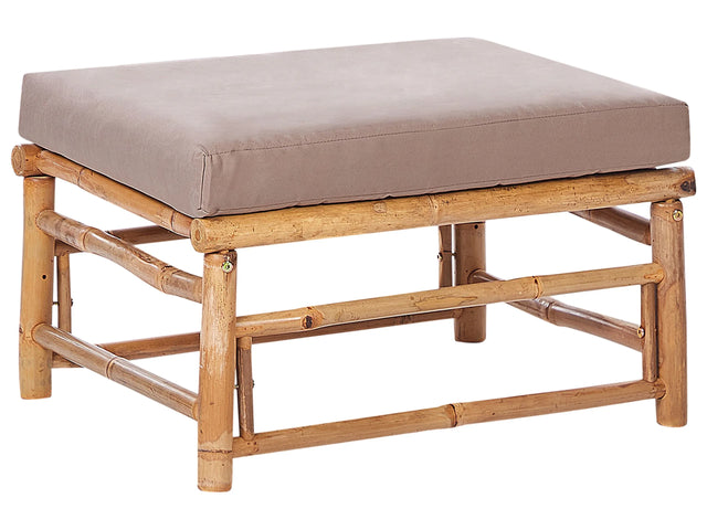 Ottoman Taupe Bamboo Polyester Fabric Cushion Module Piece Modular Sofa Element Beliani