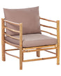 Armchair Light Bamboo Wood Taupe Backrest Seat Cushions Slipper Design Indoor and Outdoor Modern Rustic Design Beliani