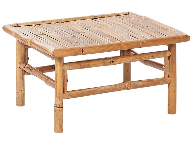 Coffee Table Light Bamboo Wood 64 x 55 cm Rectangular Outdoor Garden Furniture Rustic Design Beliani