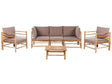 Garden Modular Sofa Set Taupe Bamboo Cushions 3 Seater Sofa 2 Armchairs with Coffee Table Boho Design Outdoor Conversation Set Beliani