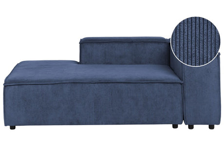 Chaise Lounge Blue Jumbo Cord Upholstery Synthetic Legs Right Hand Modern Living Room Aprica Beliani