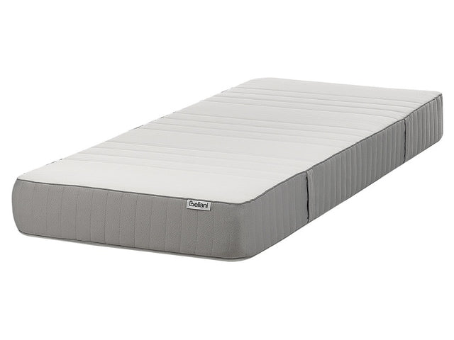 Memory Foam Mattress White with Grey Fabric Polyester EU Small Single Size Medium Removable Cover Beliani