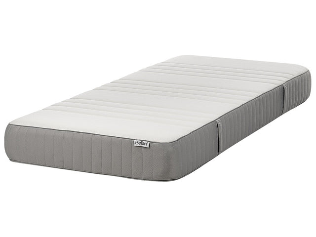 Memory Foam Mattress White with Grey Fabric Polyester EU Single Size Medium Removable Cover Beliani