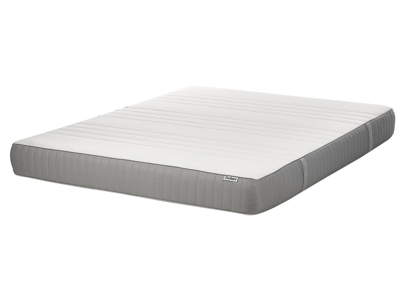 Memory Foam Mattress White with Grey Fabric Polyester EU King Size Medium Removable Cover Beliani