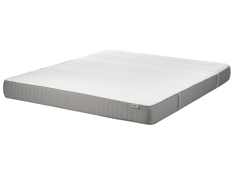 Memory Foam Mattress White with Grey Fabric Polyester EU Super King Size Medium Removable Cover Beliani