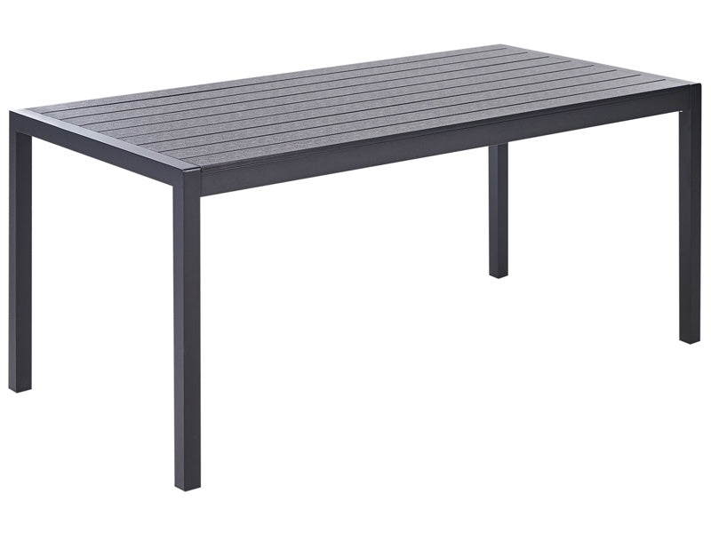 Garden Dining Table Black Aluminium Frame for 6 People 180 x 90 cm Modern Design Beliani