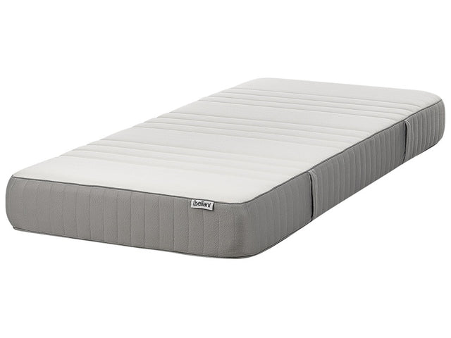 Memory Foam Mattress White with Grey Fabric Polyester EU Single Size Firm Removable Cover Beliani