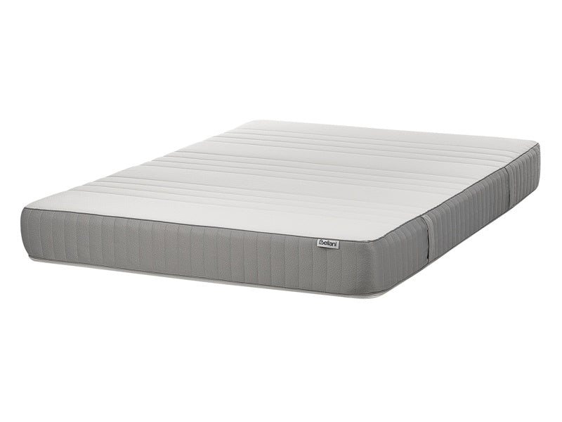 Memory Foam Mattress White with Grey Fabric Polyester EU Double Size Firm Removable Cover Beliani