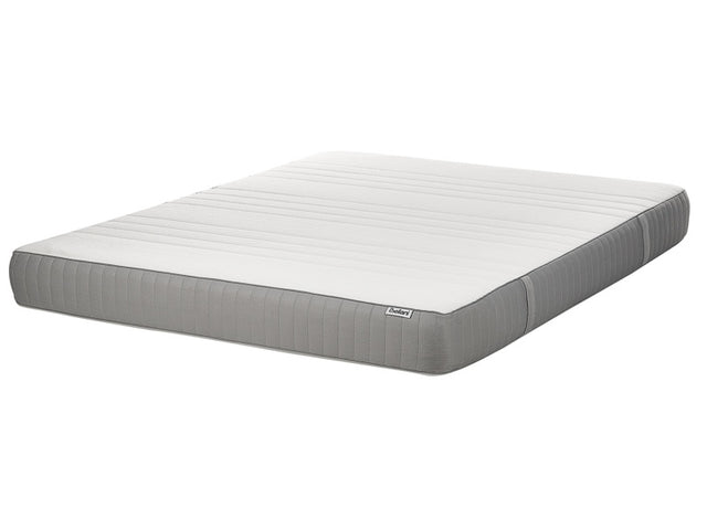 Memory Foam Mattress White with Grey Fabric Polyester EU King Size Firm Removable Cover Beliani