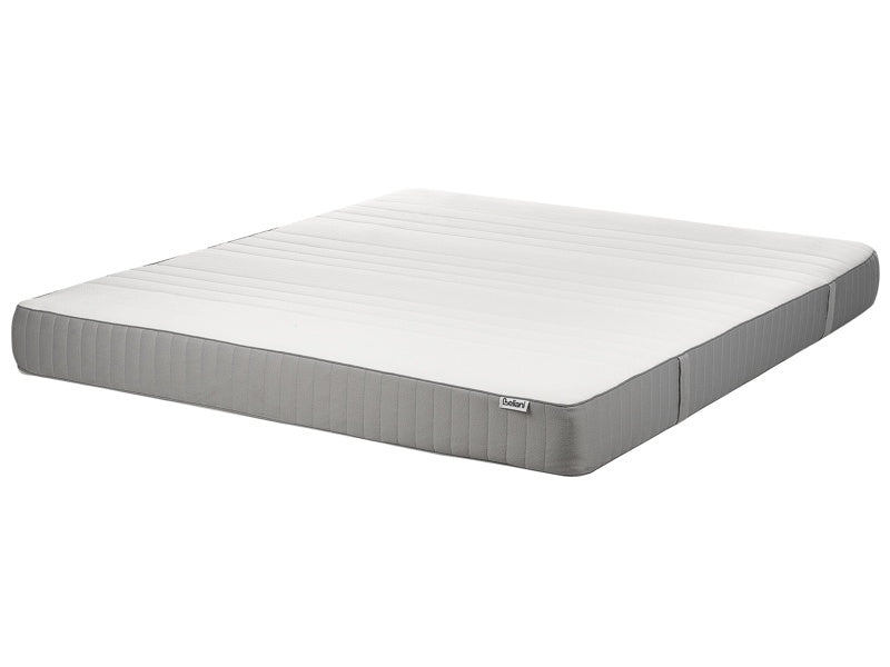 Memory Foam Mattress White with Grey Fabric Polyester EU Super King Size Firm Removable Cover Beliani