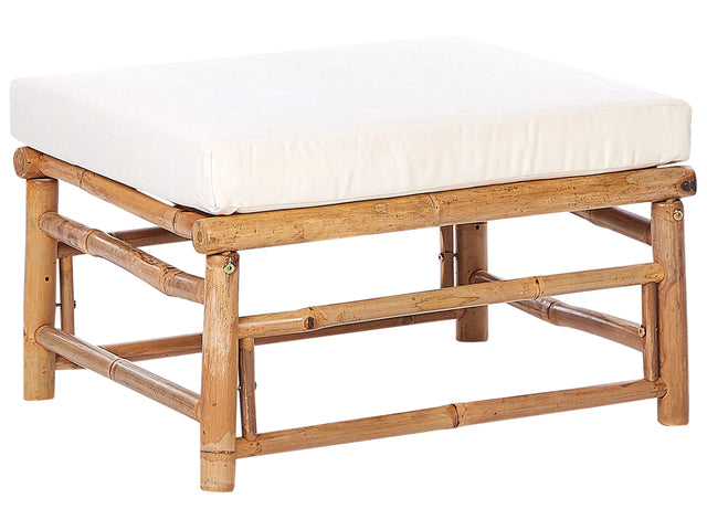 Ottoman Off-White Bamboo Polyester Fabric Cushion Module Piece Modular Sofa Element Beliani