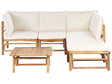 Garden Modular Corner Sofa Set Off-White Bamboo Cushions 5 Seater with Coffee Table Boho Design Outdoor Conversation Set Beliani