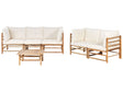 Garden Modular Sofa Set Off-White Bamboo Cushions 3 Seater 2 Seater with Coffee Table Boho Design Outdoor Conversation Set Beliani