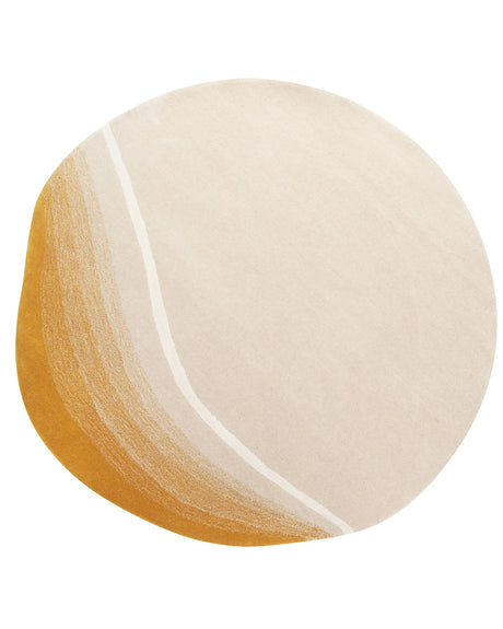 Area Rug Beige Wool  140 cm Round Irregular Round Shape Accent Rug Beliani