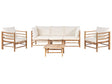 Garden Modular Sofa Set Off-White Bamboo Cushions 3 Seater Sofa 2 Armchairs with Coffee Table Boho Design Outdoor Conversation Set Beliani