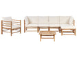 Garden Modular Corner Sofa Set Off-White Bamboo Cushions 5 Seater with Armchair and Coffee Table Boho Design Outdoor Conversation Set Beliani