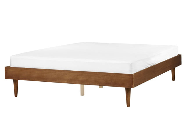 Bed Light Rubber Wood EU King Size 5ft3 without Headboard Slatted Base Minimalistic Rustic Style Beliani