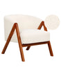 Armchair Off-White Boucle Fabric Accent Chair Wooden Legs Modern Design Living Room Bedroom Beliani