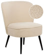 Armchair Light Beige Boucle Fabric Armless Accent Chair Armless Metal Legs Modern Design Living Room Bedroom Beliani