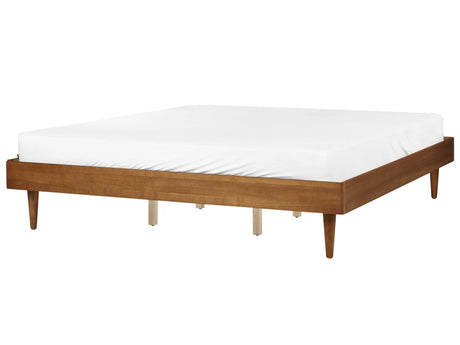 Bed Light Rubber Wood EU Super King Size 6ft without Headboard Slatted Base Minimalistic Rustic Style Beliani