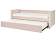 Trundle Bed Pastel Pink Velvet Upholstery EU Small Single Size 80 x 200 cm Guest Underbed Buttoned Beliani